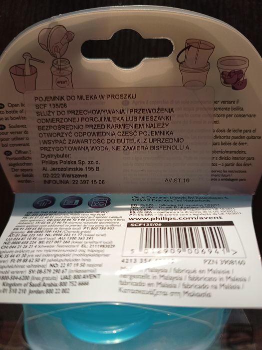 Niebieski pojemnik do mleka Avent  Nowy