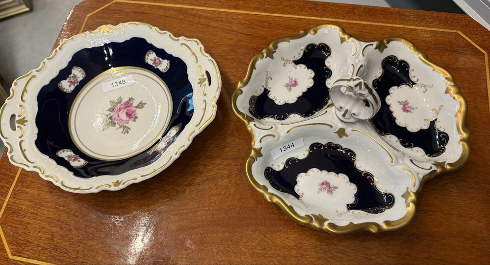 Patera porcelanowa kabaret Kobalt złoto Reichenbach dekoracja 1344
