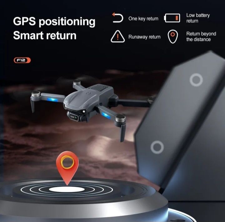 Dron F12 Pro GPS, 3km zasięg 2×Kamera 4K Powrót Śledzenie