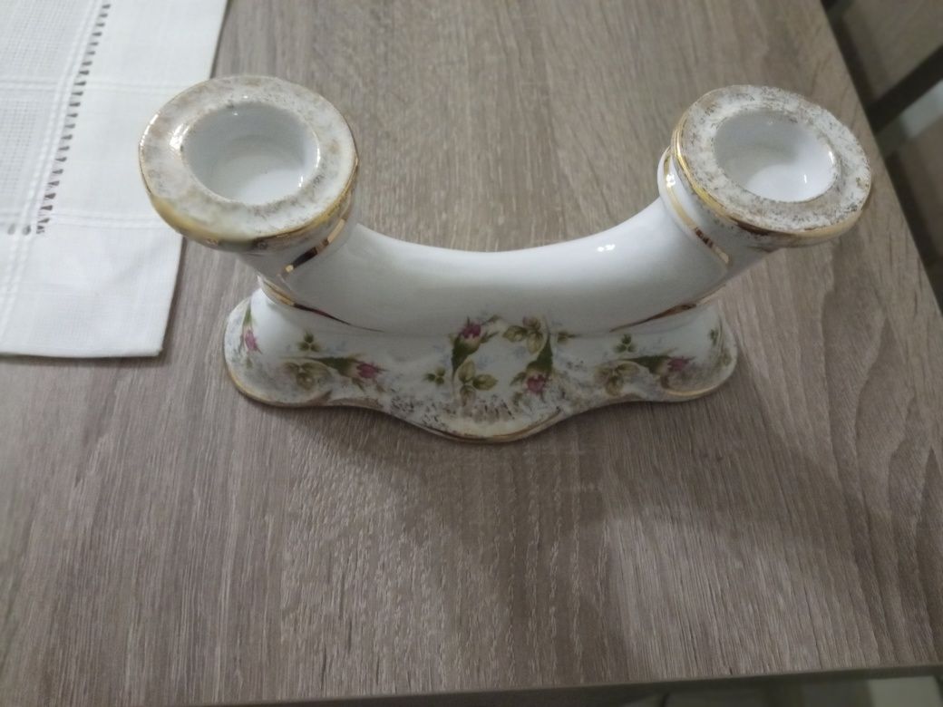 Chidzież świecznik dwuramienny porcelana