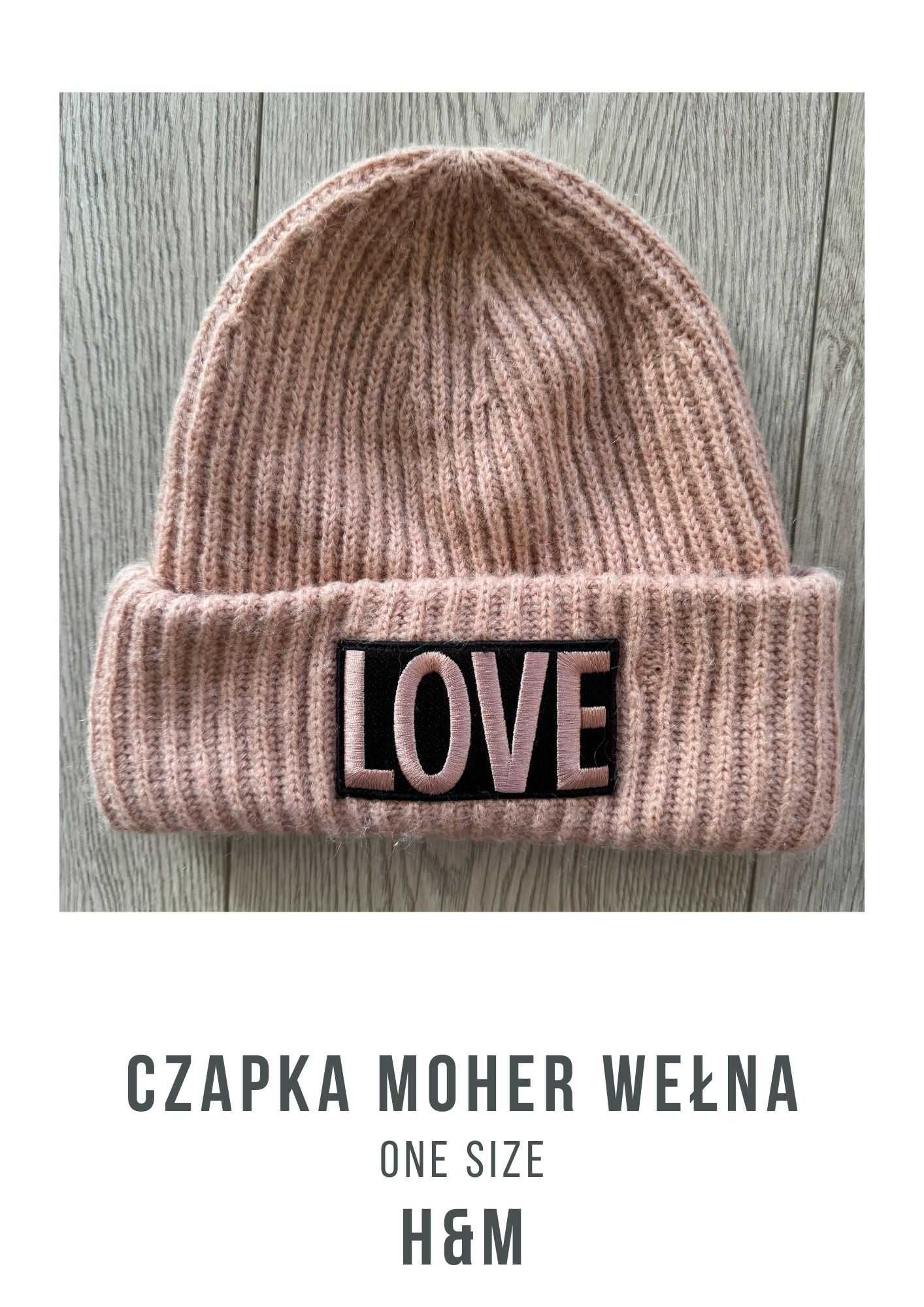 Czapka LOVE H&M z moheru i wełny