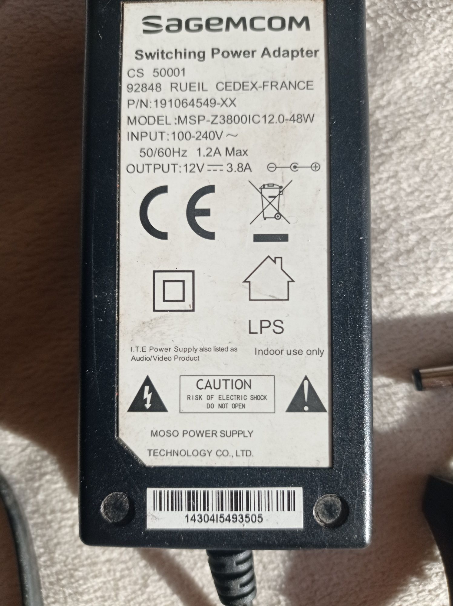 Zasilacz Sagemcom MSP-Z3800IC 12.0-48W