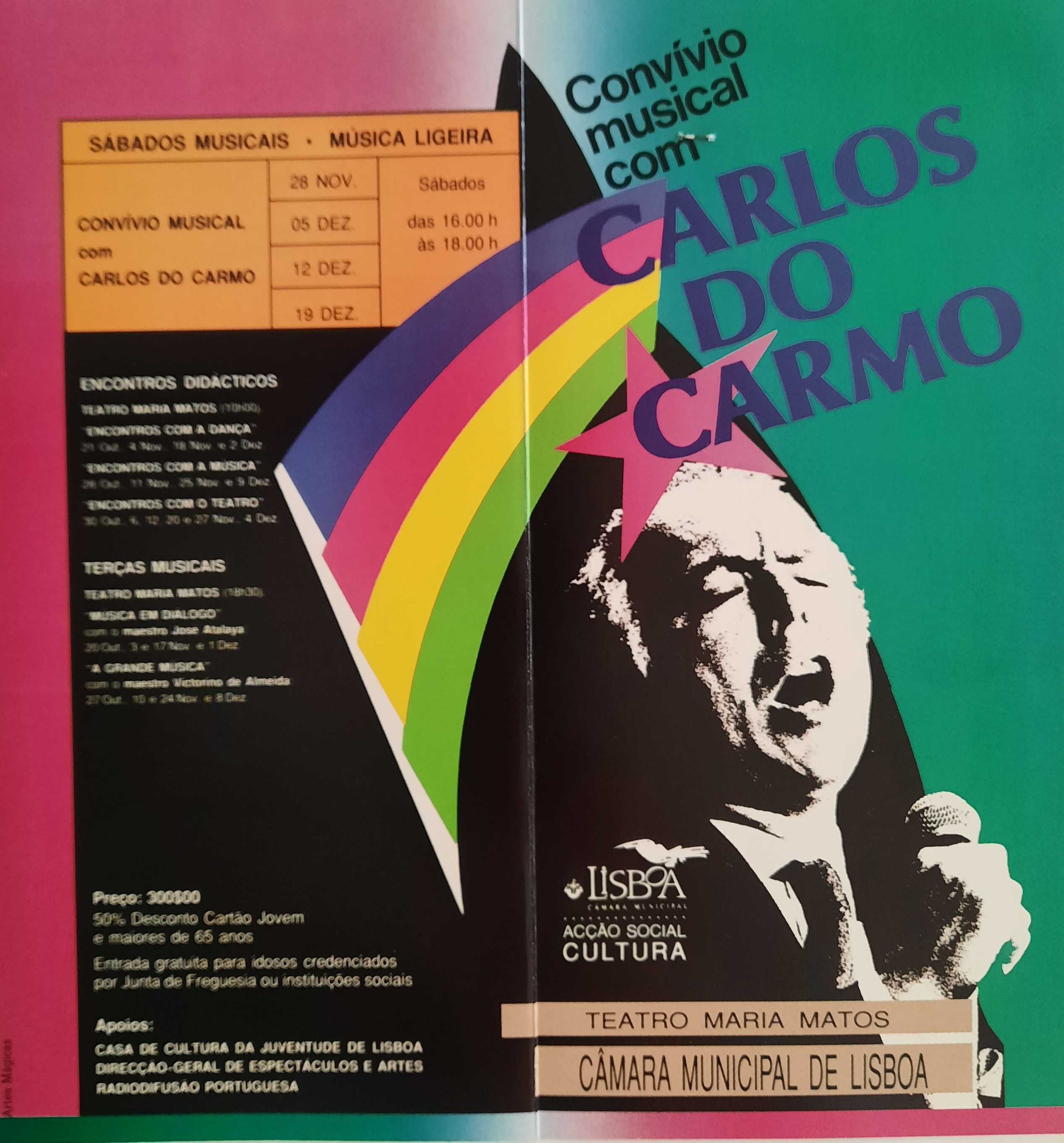 CARLOS DO CARMO - programa de concerto - Teatro Maria Matos