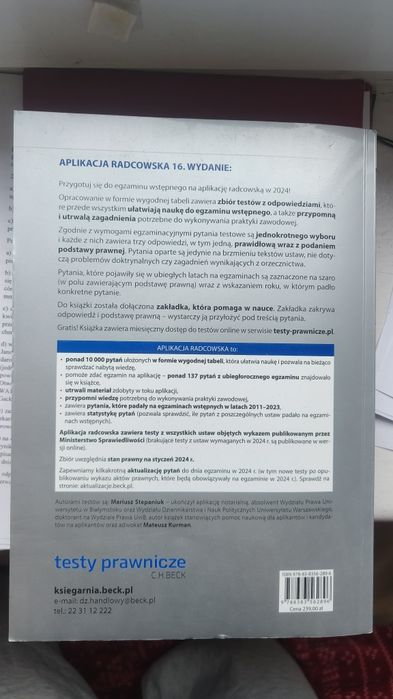 Aplikacja radcowska testy 2024