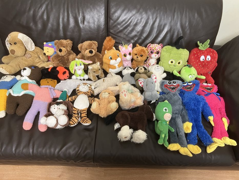 Мʼякі іграшки різномінітні ведмедики,тигр,собачки, фрукти,зайці, Геко
