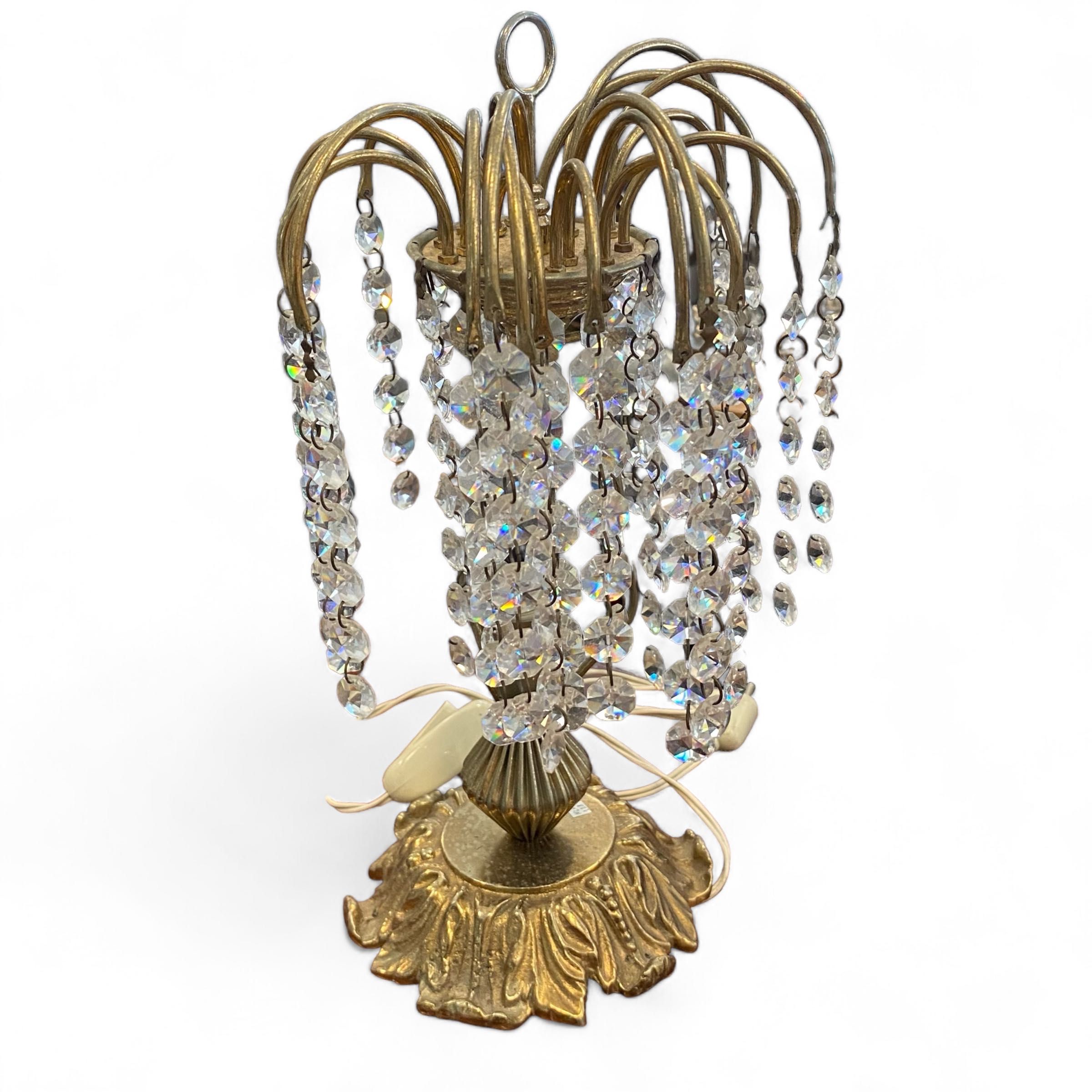 Conjunto 2 Candeeiros Mesa Vintage Cristal Dourado
