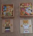 Drewniane puzzle ubieranki z misiami