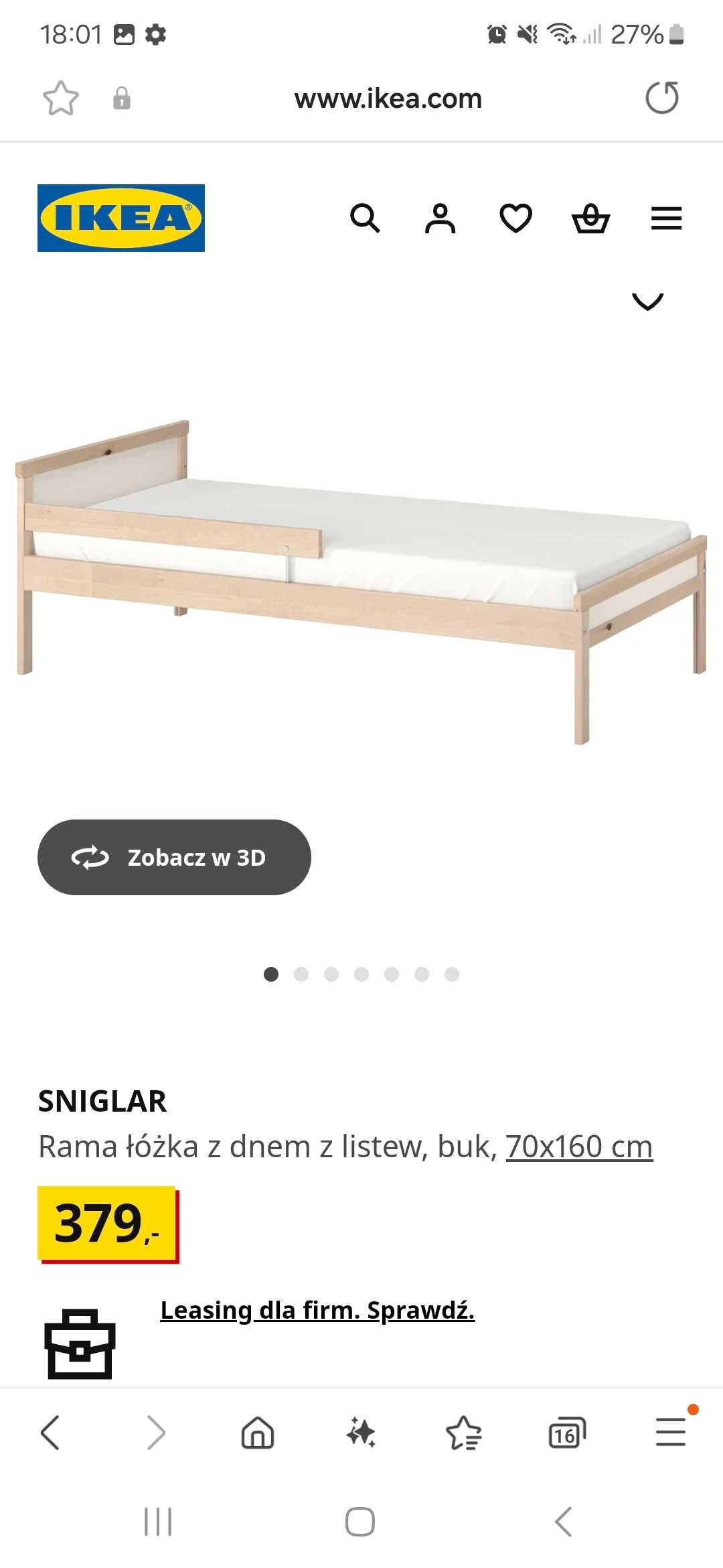 Łóżko dziecięce Ikea Sniglar.