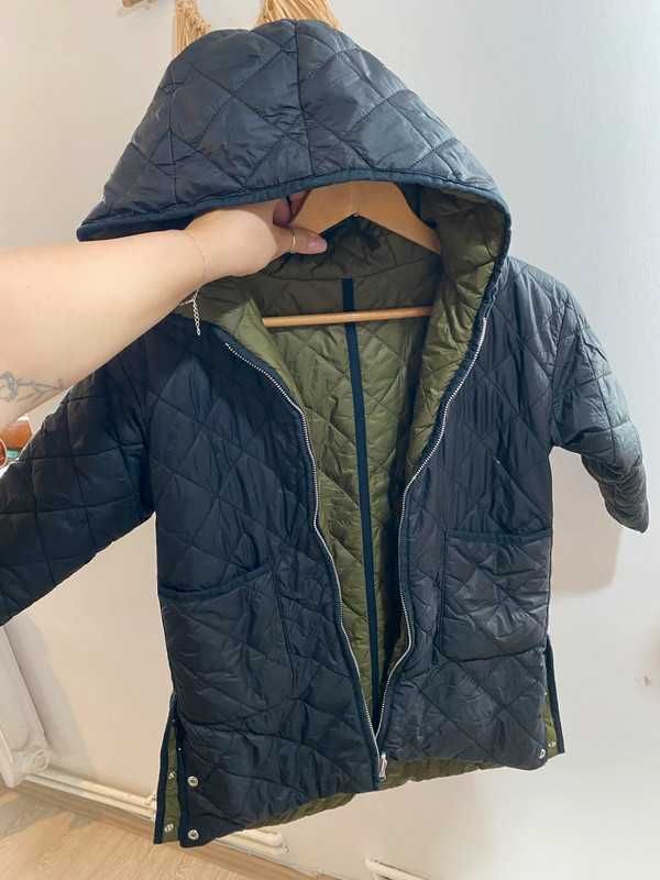 Płaszcz pikowany 116 czarny khaki 2stronna kurtka płaszczyk Zara