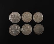 Sprzedam zestaw monet srebrne 20 kopiejek 1923 - 1925r. #90