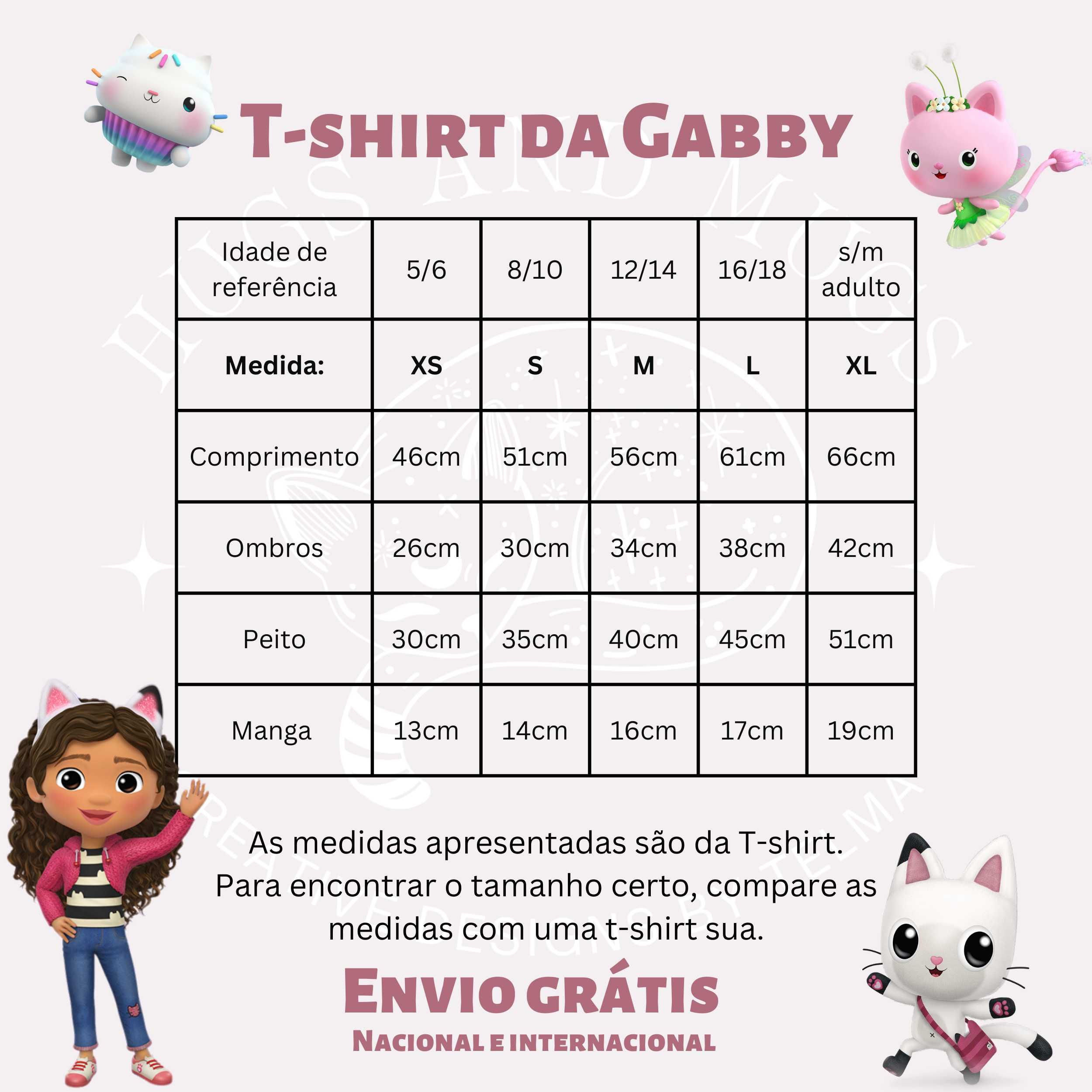 T-SHIRT DA GABBY- (manga curta e manga comprida) A CASA DE BONECAS DA GABBY- GABBY'S DOLLHOUSE