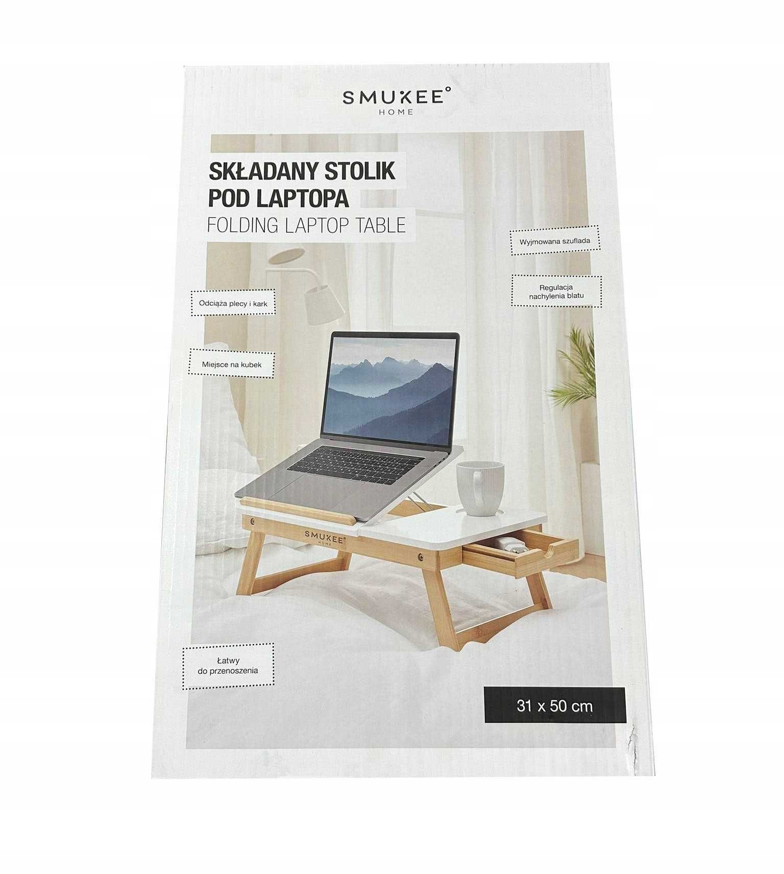 Składany stolik pod laptopa SMUKEE 50x31 nowy