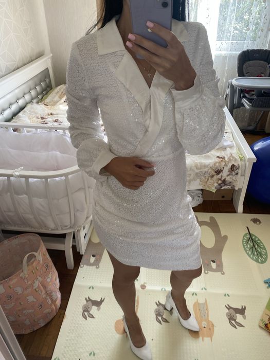 Сукня паєткі. Біле плаття. Нарядна сукня