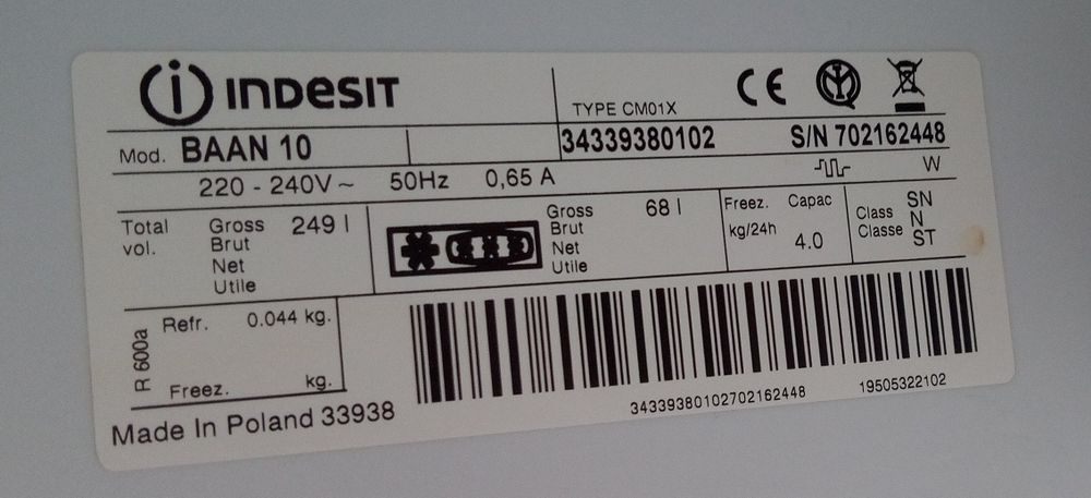 Lodówko zamrażarka Indesit BAAN10