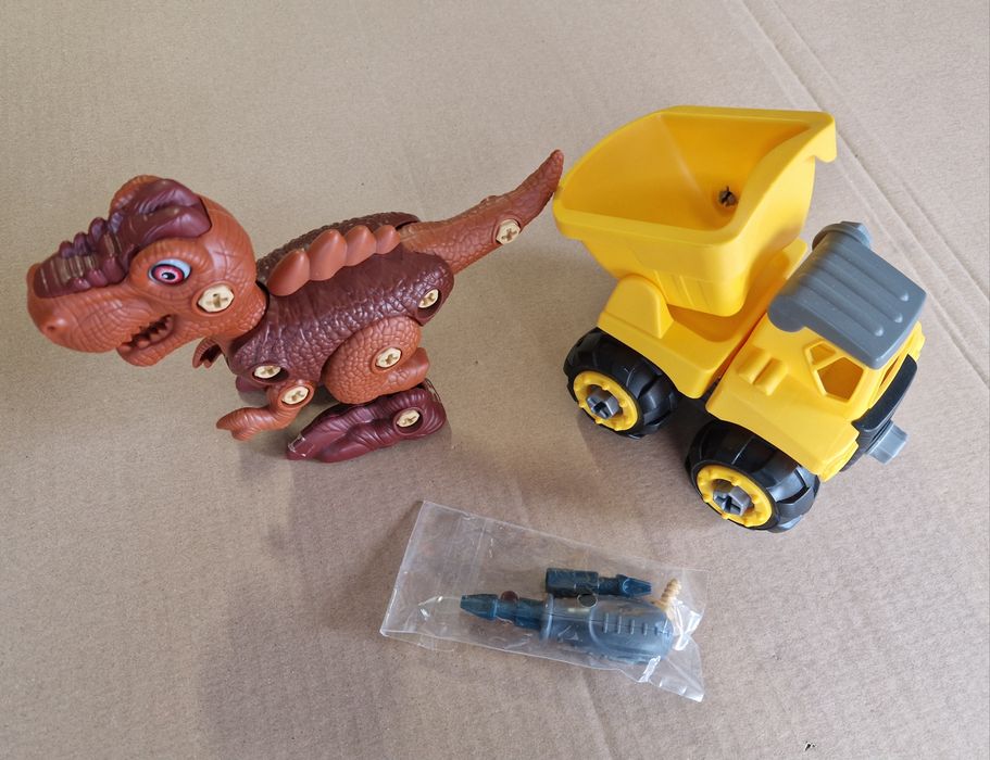 Zabawki do skręcania auto i dinozaur