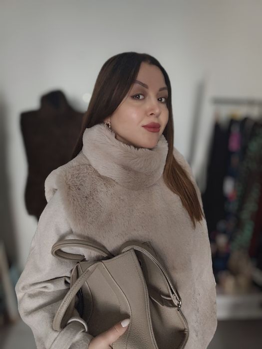 Еко хутро манішка шоколадний відтінок  баранчик