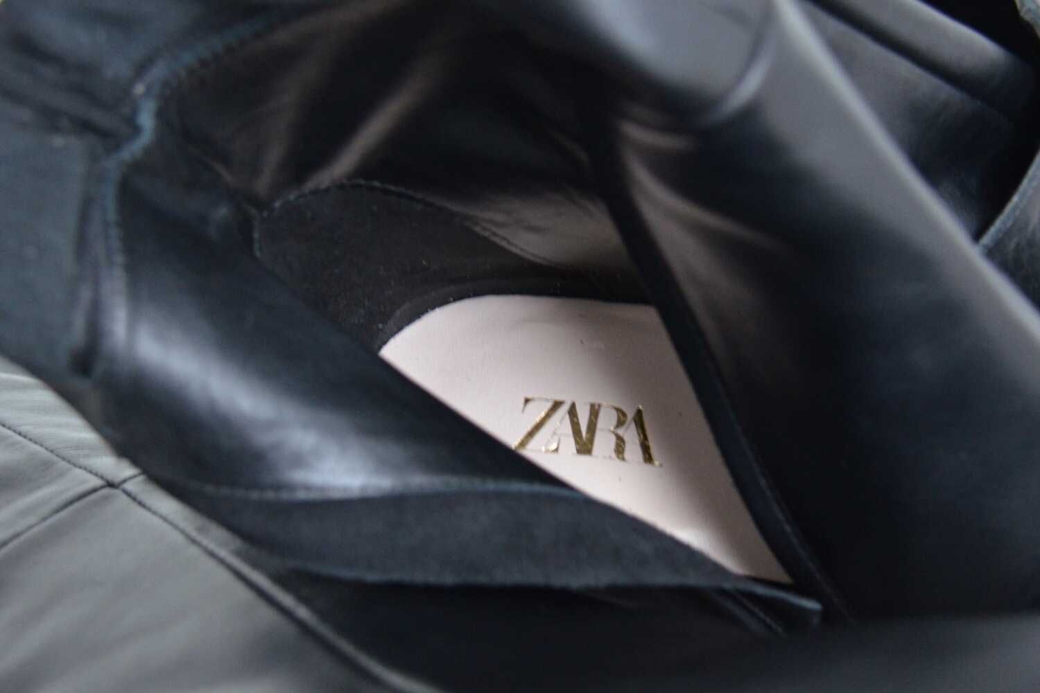 Pełne KOBIECEGO WDZIĘKU kozaki ZARA zakrywające kolano wygody obcas 40