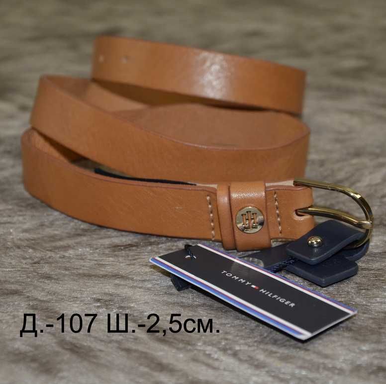 Ремень женский кожаный Tommy Hilfiger 95 Коричневый. С бирками.