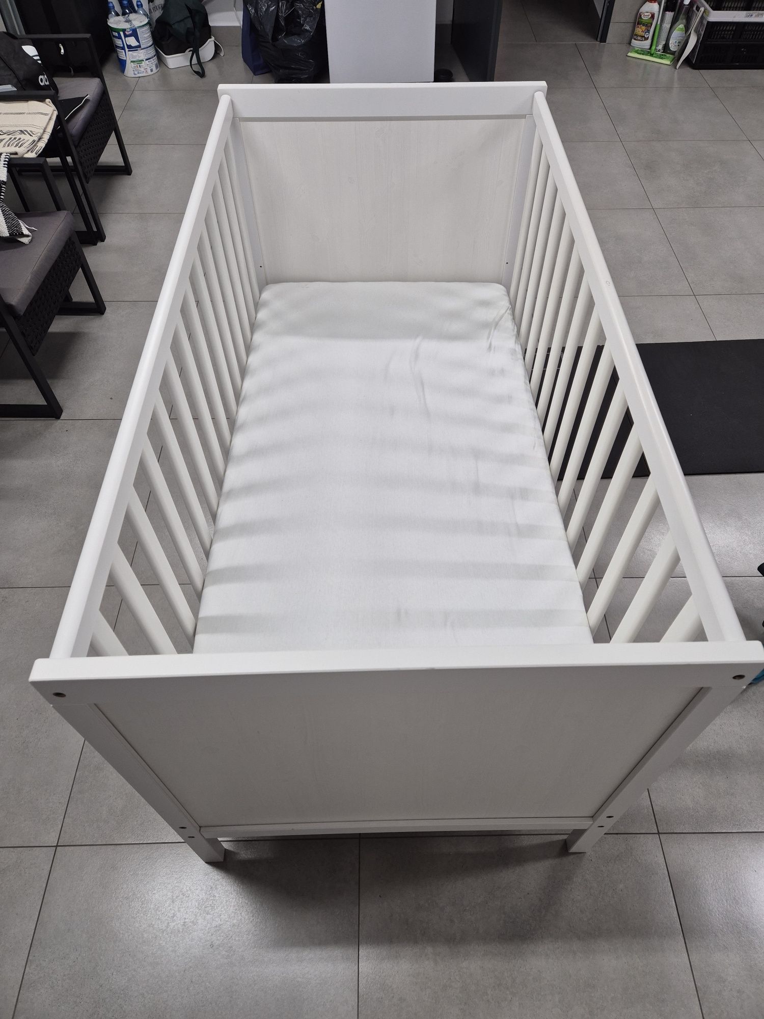 Łóżeczko Dziecięce IKEA SUNDVIK + Materac i Prześcieradło