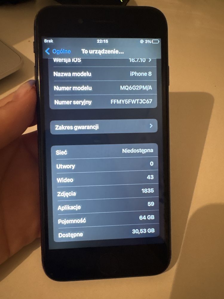 Iphone 8 stan baterii 100%