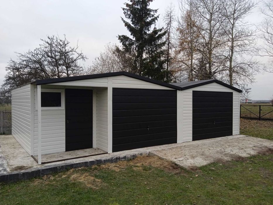 Garaż Blaszany Garaże 6x6 6x7 7x7 4x6 Blachodachówka Profil Drzwi Okno