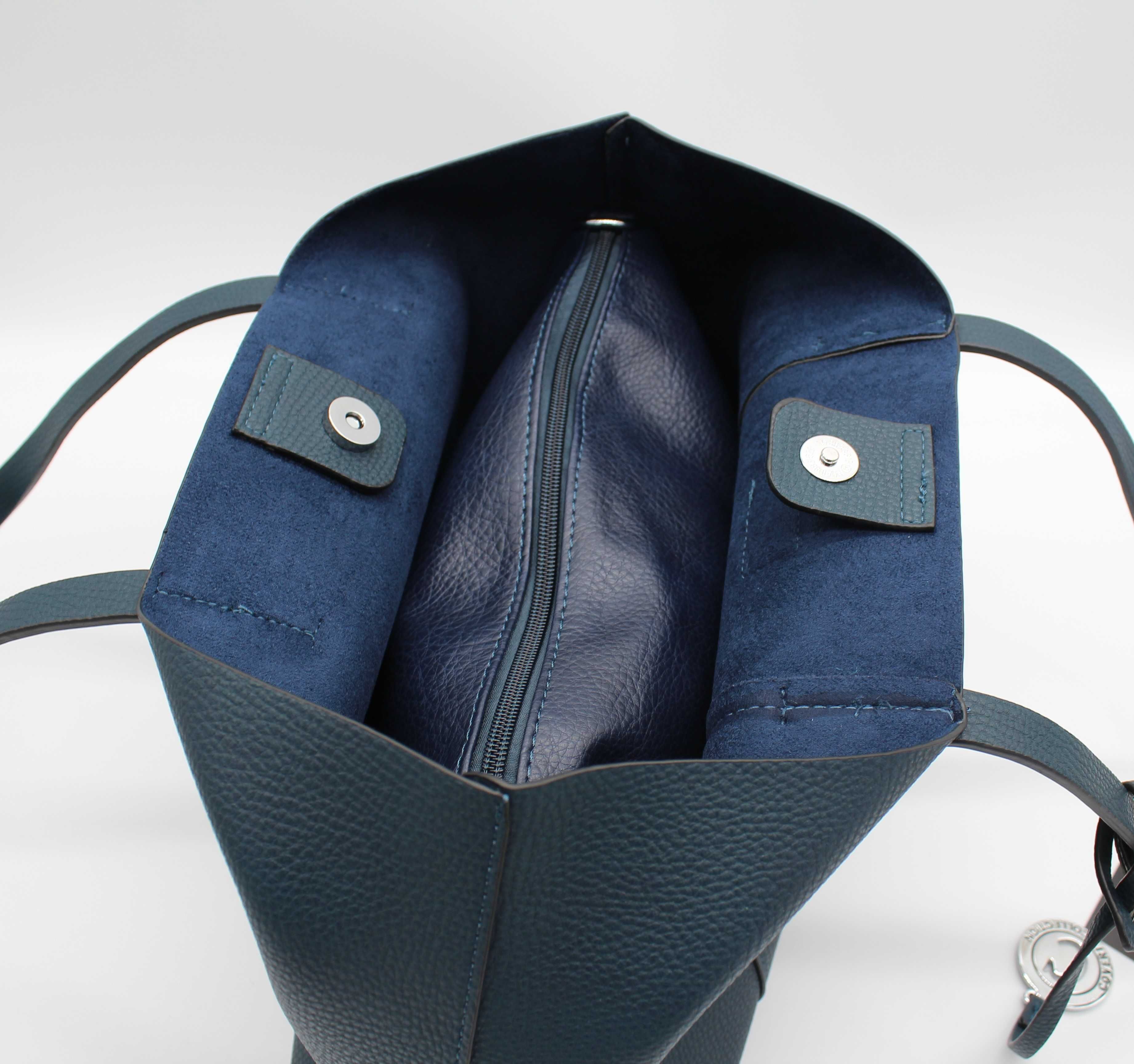 Niebieska torebka damska typu shopper Coveri Collection granatowa
