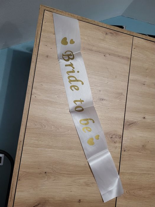 Biała szarfa bride to be szarfa na panieński złoty napis