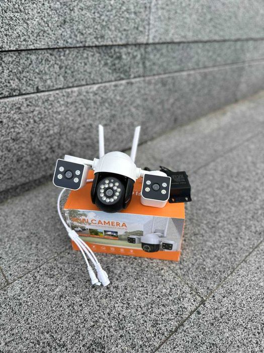 Вулична IP wifi Камера відеонагляду на три лінзи V380 SC05 потрійна