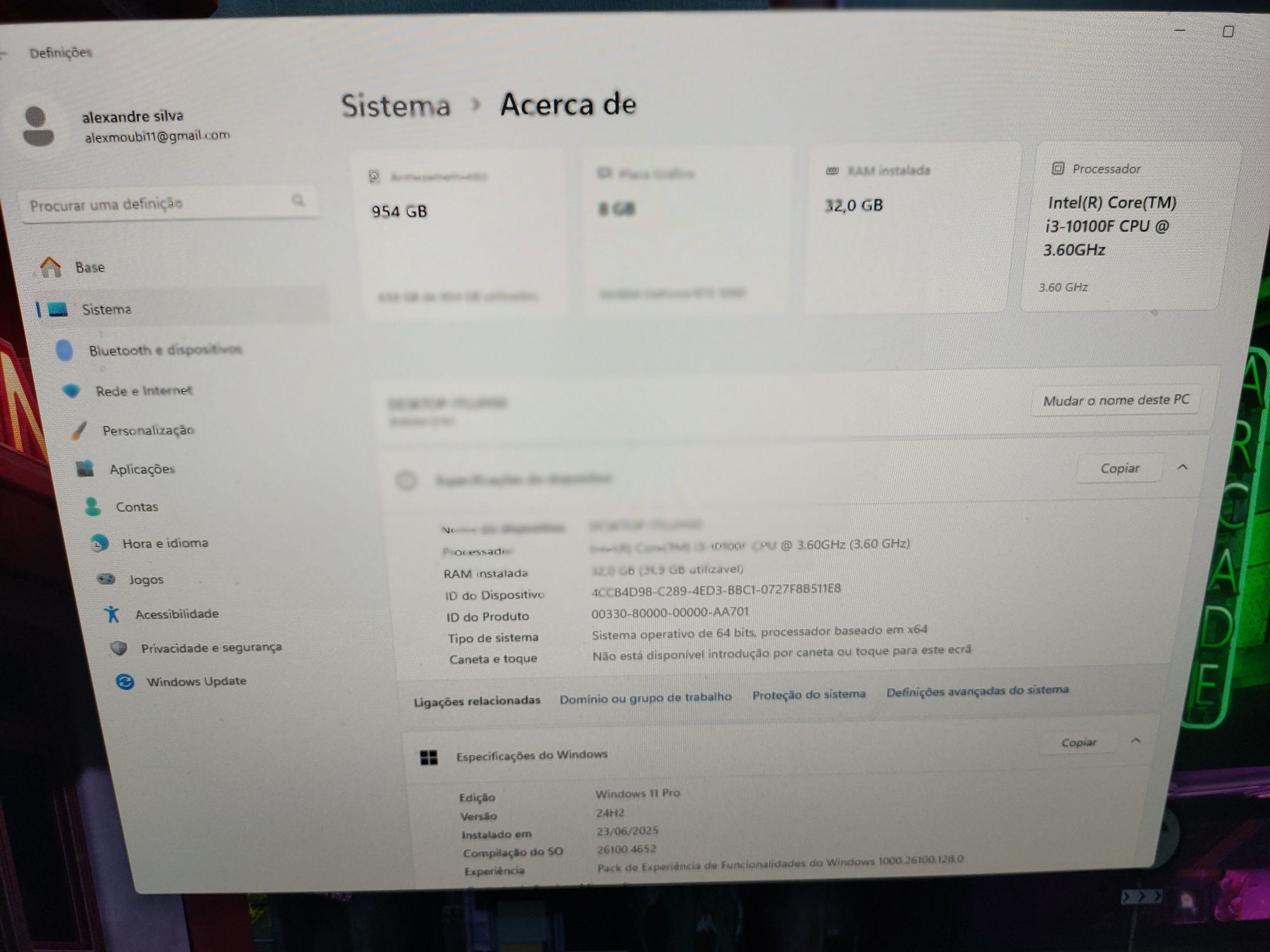 PC gamer Core i3 10100 RTX 5060 8 gigas