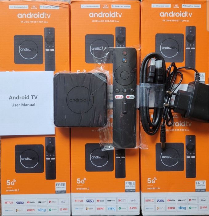 Андроід тв 13, пам'ять 2/16,голосовий пульт,налаштування,тв бокс,смарт