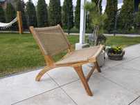 Designerski Fotel ogrodowy Derby z drewna tekowego boho, Sklum,
