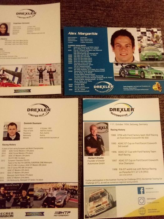 Drexler Motorsport karty z autografami