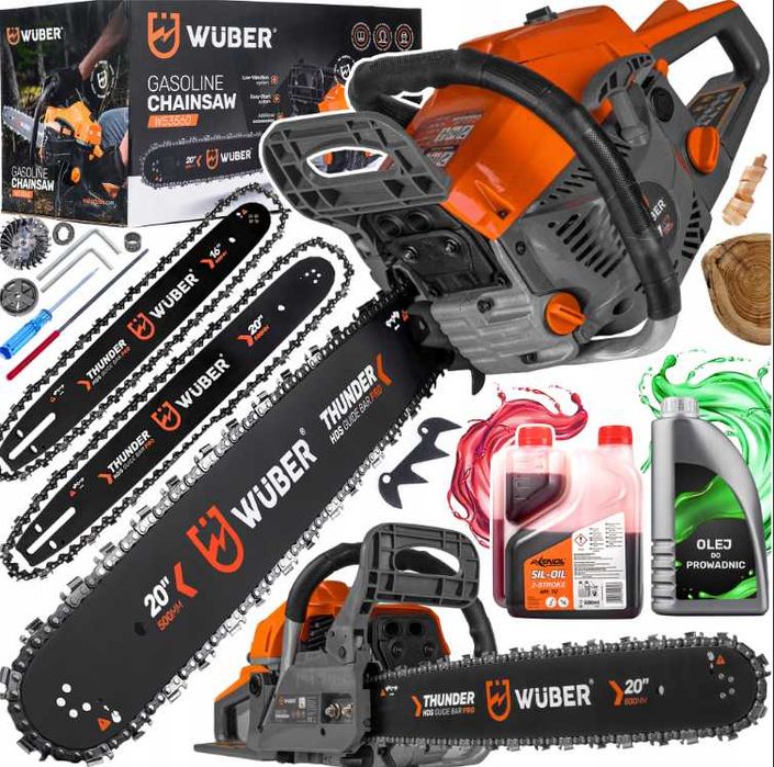 PIŁA SPALINOWA pilarka łańcuchowa 5,7 KM + 2 prowadnice + 2x łańcuch