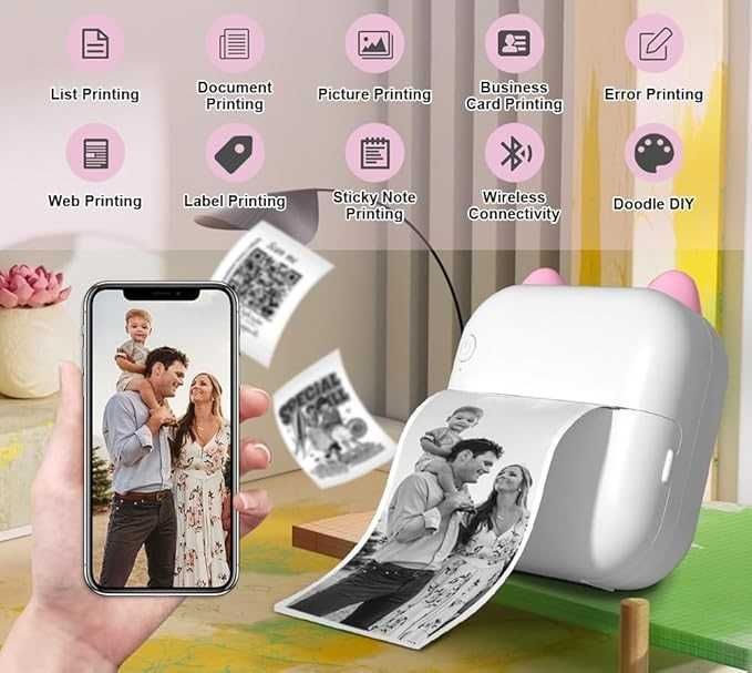 Przenośna Termiczna Drukarka Fotograficzna Aparat Zdjęć Natychmiastowy