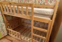 Łóżko piętrowe dla dzieci drewniane 80x180