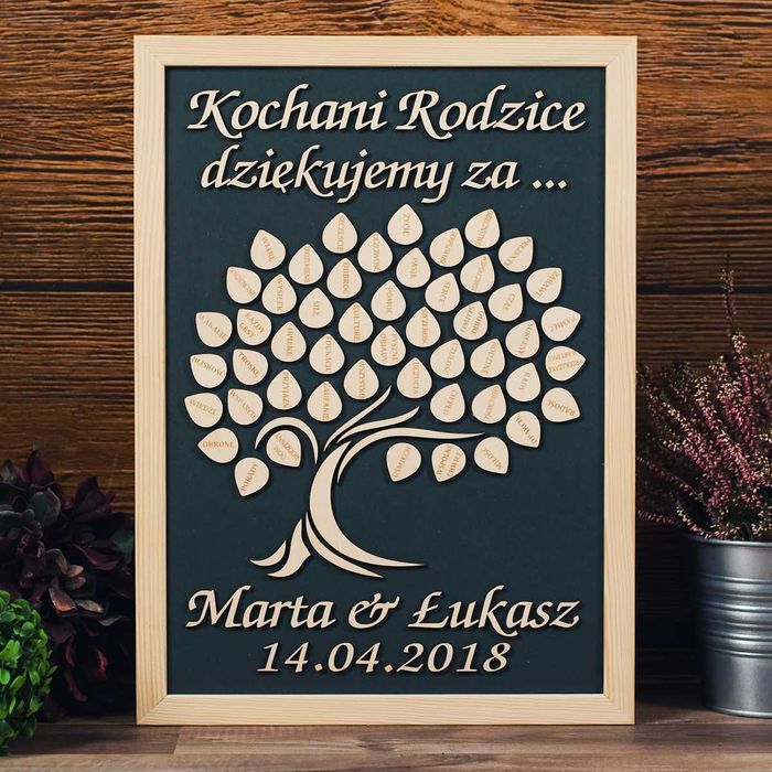 Podziękowanie dla rodziców obraz drzewo  - DREWNIANA
