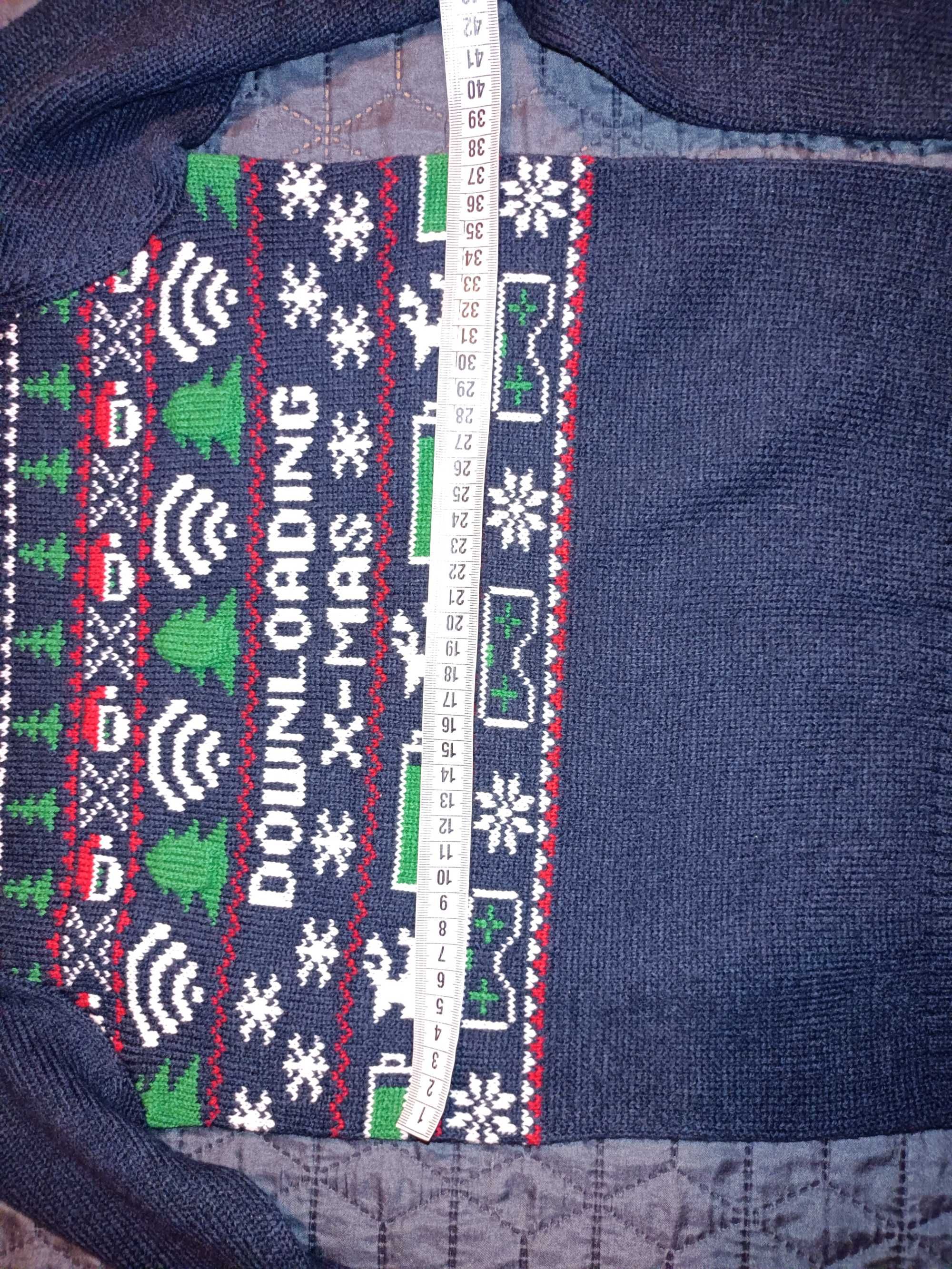 Świąteczny sweter granatowy świecący 134/140