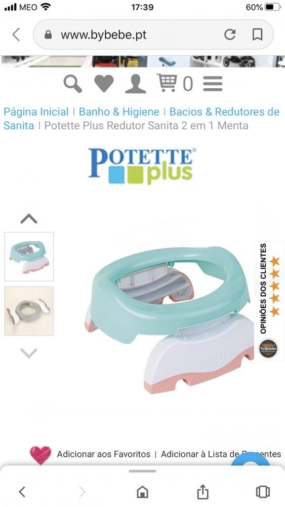 Redutor /bacio/sanita  marca Potette com sacos  impecável