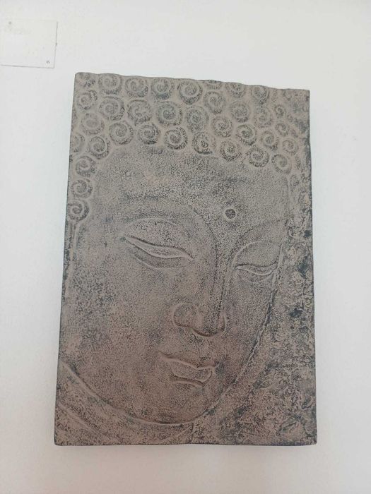 Decoração Oriental: Placa Pedra Escultura Rosto de Buda em Relevo