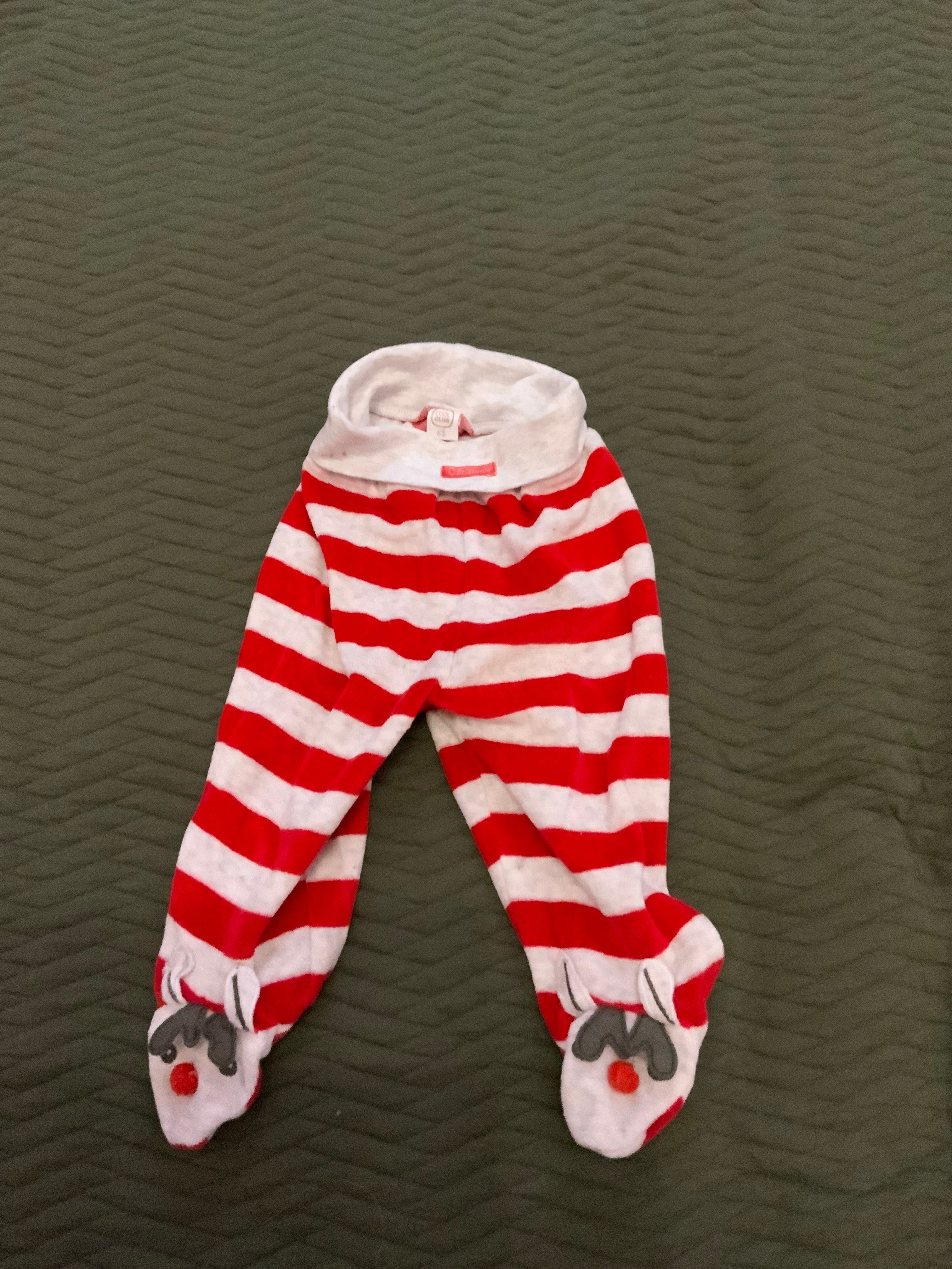 Półśpiochy z reniferami w paski 68 cm