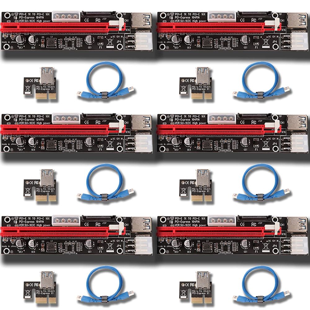 Ziyituod Zestaw 6 szt. PCI-E Riser Express Kits od 16X do 1X