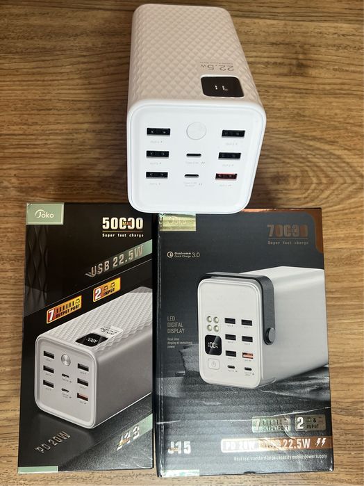 Power bank 50000. Быстрая зарядка 22.5 ватта. 6 х USB. Оригинал 100%