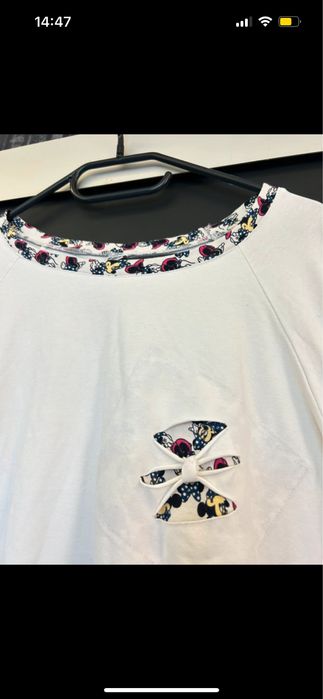 Biała bluzka tunika z długim rękawem Myszka Miki Minie