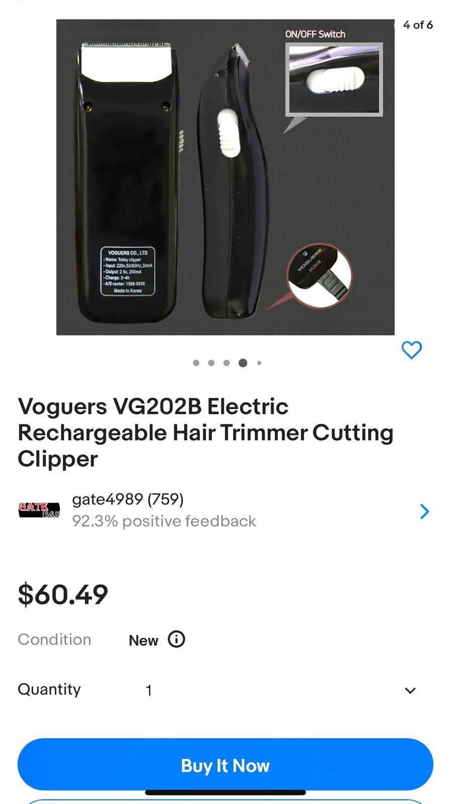 Made in Korea Триммер для стрижки волос Voguers VG 202 b