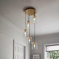 Lampa transparentna / złota 5 z punktowa loft glamour *NOWA*