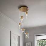 Lampa transparentna / złota 5 z punktowa loft glamour *NOWA*