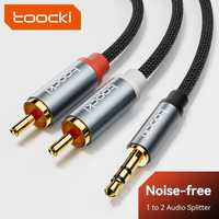 AUX HiFi аудио кабель Toocki 2 метра, 3,5мм на 2*RCA (тюльпаны)