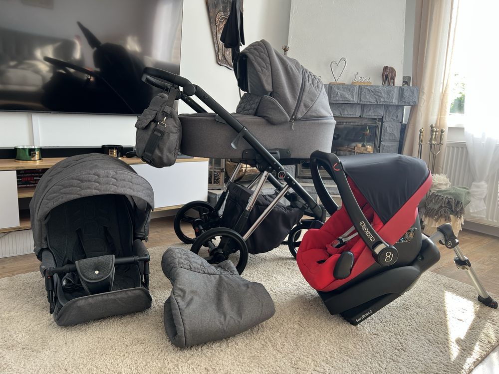 Wozek dzieciecy 4w1 z baza isofix komplet