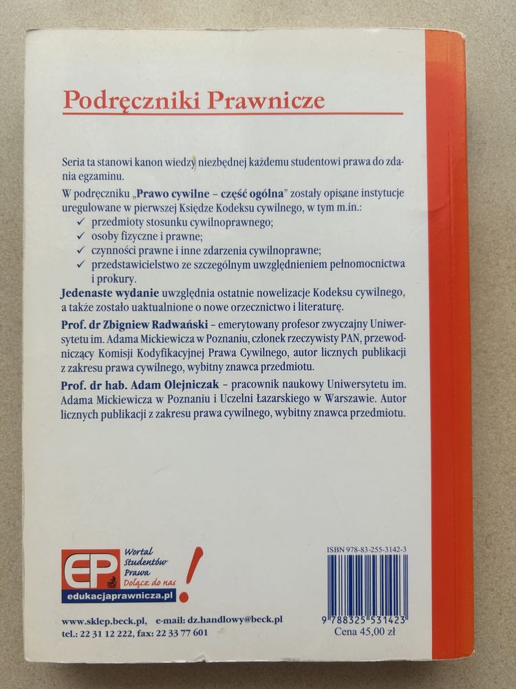 Prawo cywilne cześć ogólna Radwański Olejniczak wydanie 11 Beck