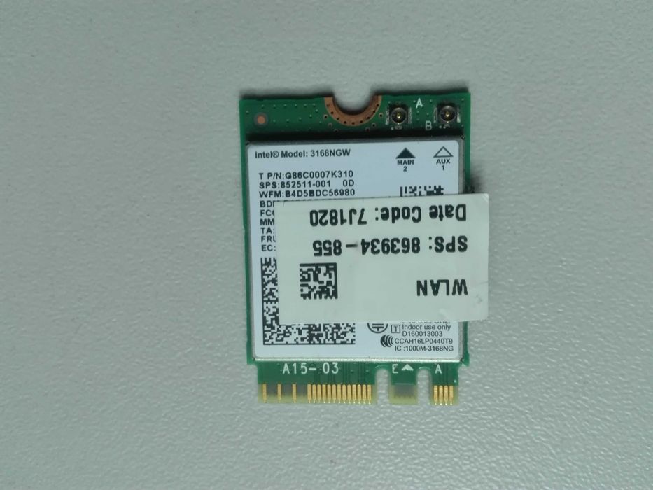 Wi-fi+BT модуль M.2 Intel 3168ngw
